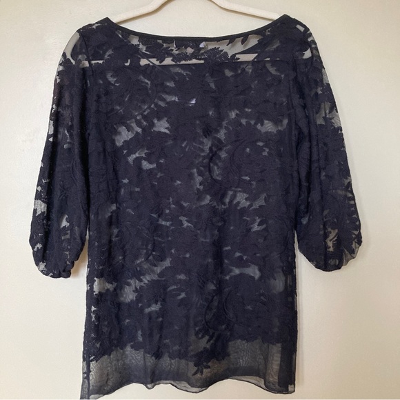 JOAN VASS Black Lace Top NWT - Picture 2 of 3